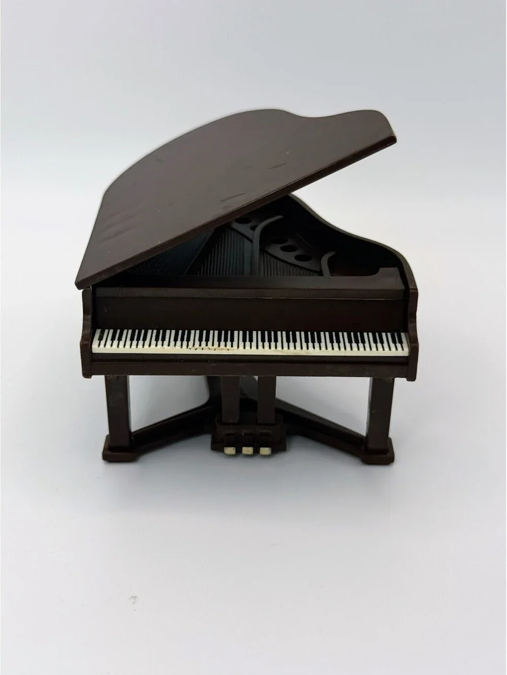 1:12 Scale Vintage Dollhouse Miniature Grand Piano Brown Plastic Hinged Lid